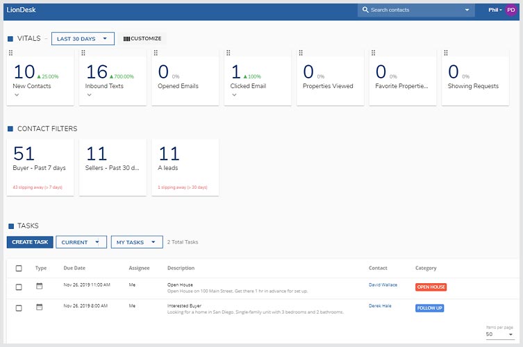 View LionDesk CRM Screenshot